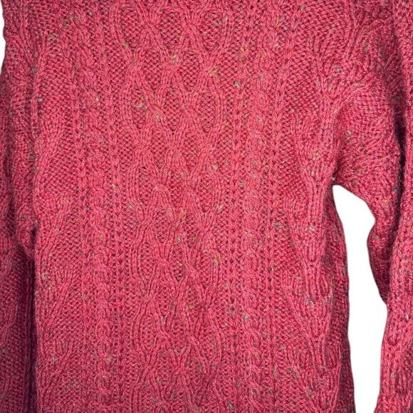 Crafts & Woollens Vintage Red 100% Wool Aran Chunky Pullover Sweater Sz S - Picture 7 of 10